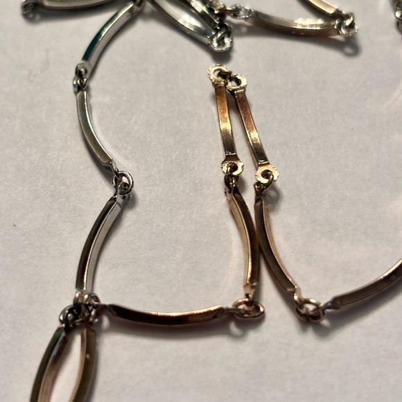 8” Long  Silver  & Gold Chain Necklace Vintage - Picture 2 of 6